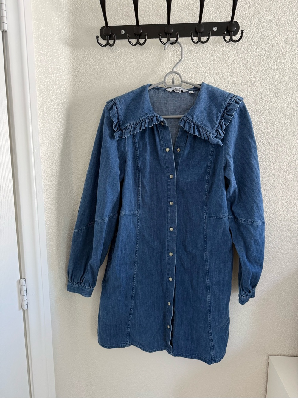 & Other Stories Blue Ruffle-Collar Denim Jacket Dress